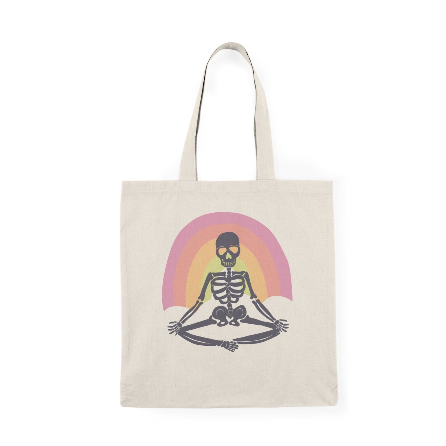 Rainbow Yoga Skeleton Canvas Tote, Organic Cotton Bag, Lightweight & Versatile, Great for Yoga Lovers