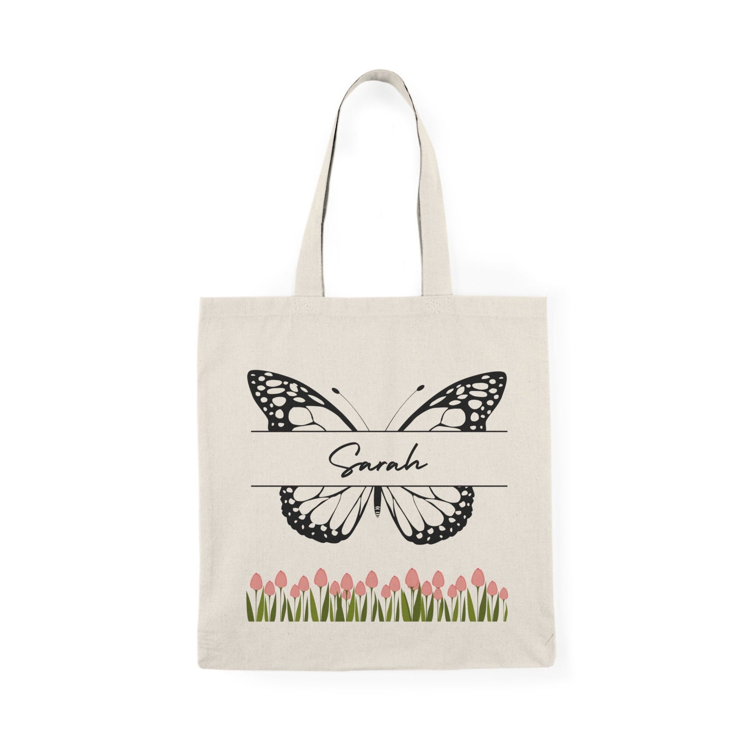 Butterfly Design Personalized Tote Bag - Custom Name Durable Cotton Carryall - Ideal Birthday Gift