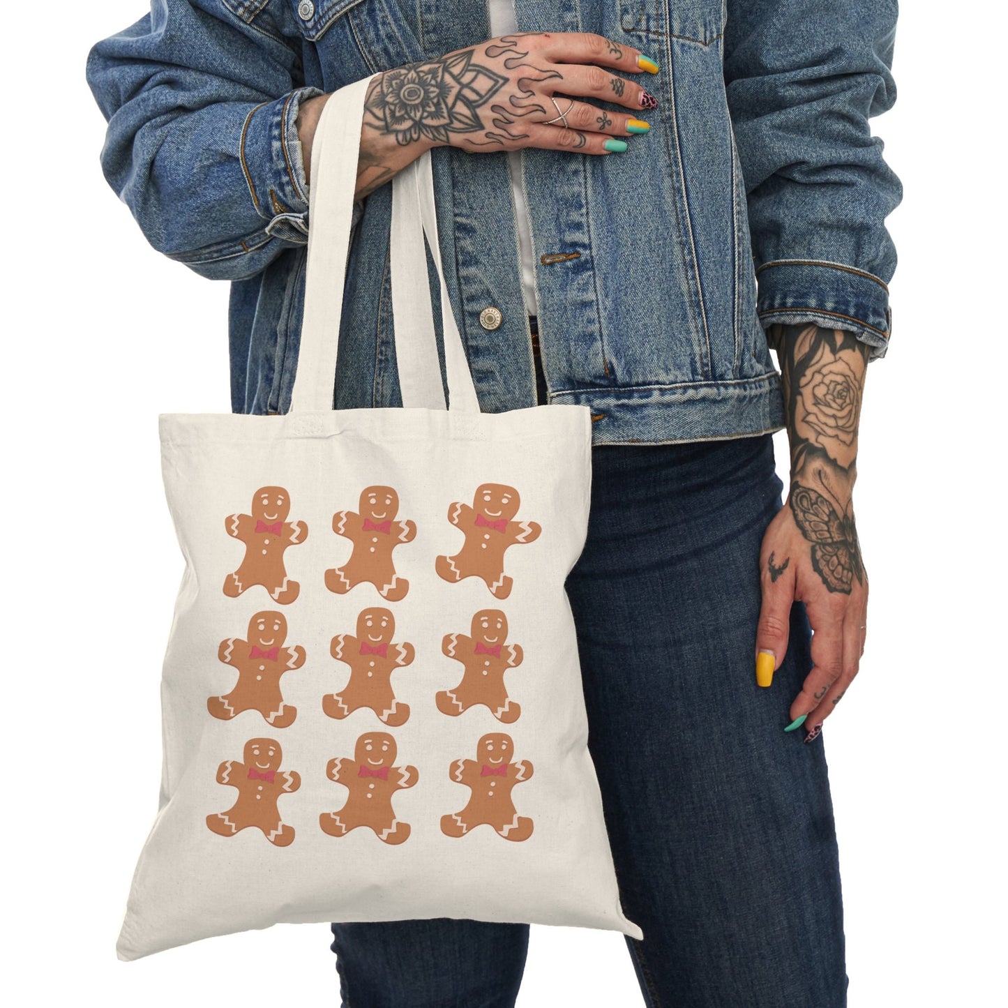 Adorable Gingerbread Design Handmade Tote Bag - Perfect Holiday Gift for Friends and Family