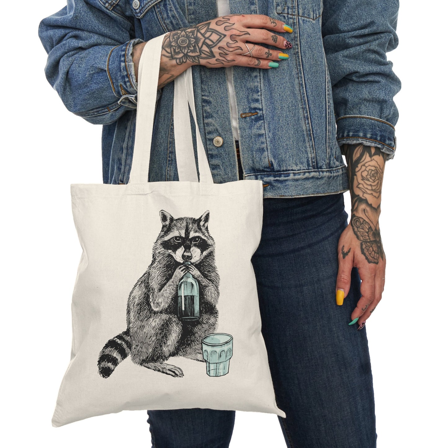 Adorable Raccoon Tote Bag - Cute Wildlife Illustrated Carryall - Eco-friendly Shopping Bag - Unique Animal Lover Gift