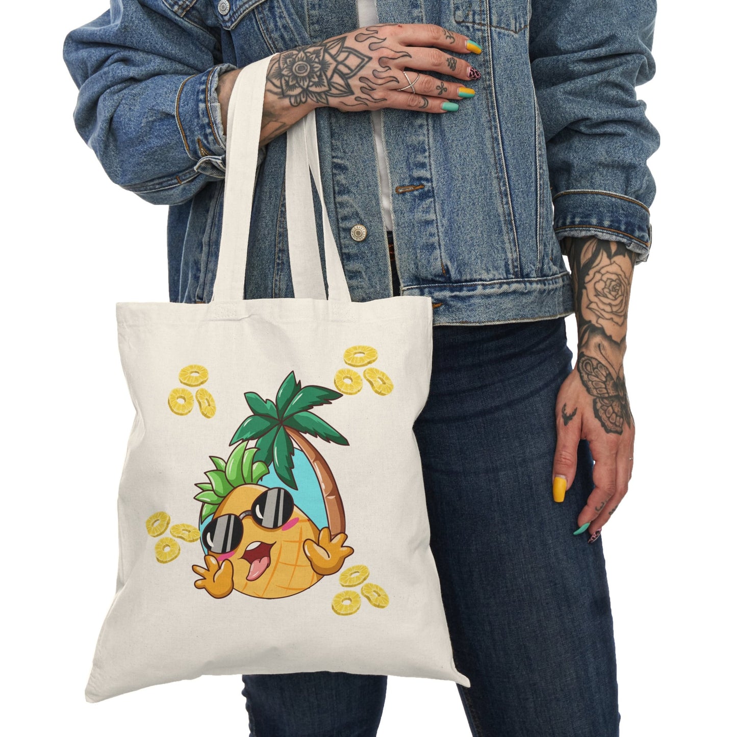 Tropical Pineapple Cotton Tote, Eco-Friendly Beach Bag, Ideal Summer Vacation Gift