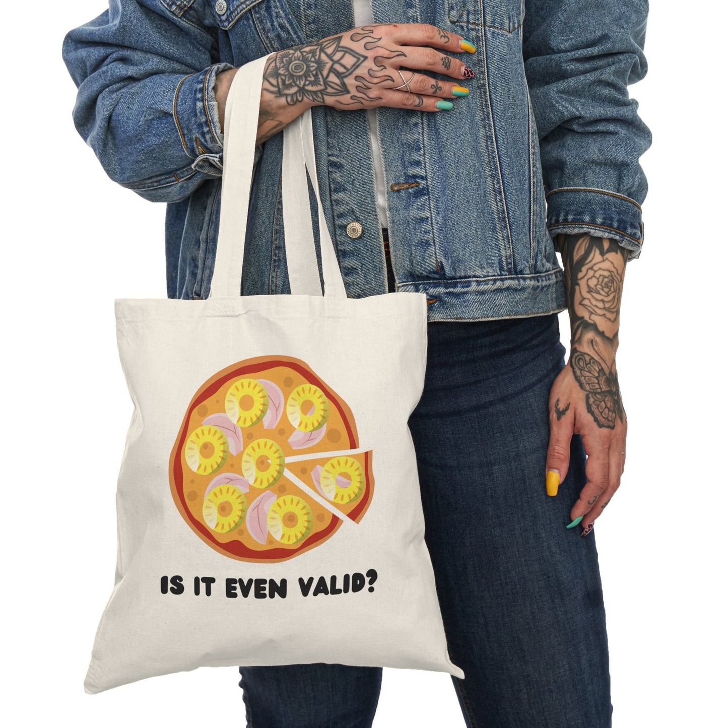 Playful Pineapple & Pizza Cotton Tote – Eco-Friendly, Reusable Bag Perfect for Errands, Unique Birthday Gift Idea