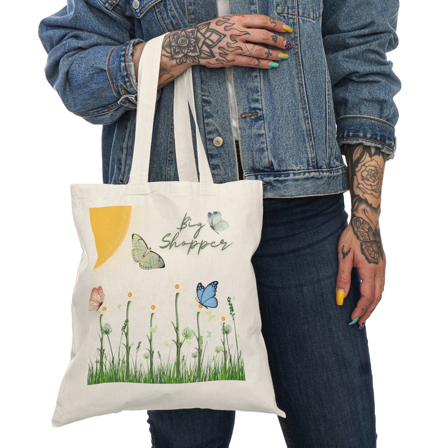 Butterfly-Themed Organic Tote - Lightweight Summer Bag for Market, Eco-Conscious Gift, Teacher Appreciation Present