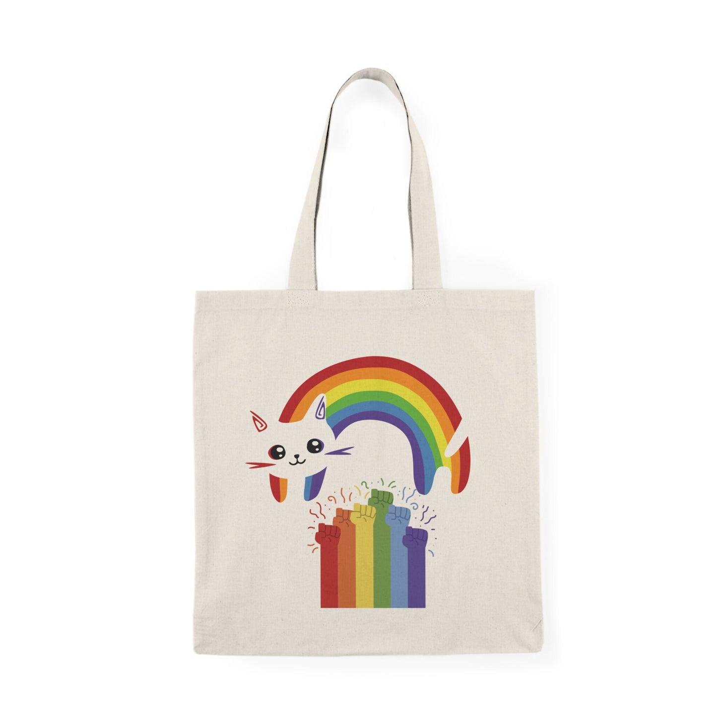 Rainbow Cat Canvas Tote - Gay Pride Cat Lover Gift, Perfect for Everyday Use