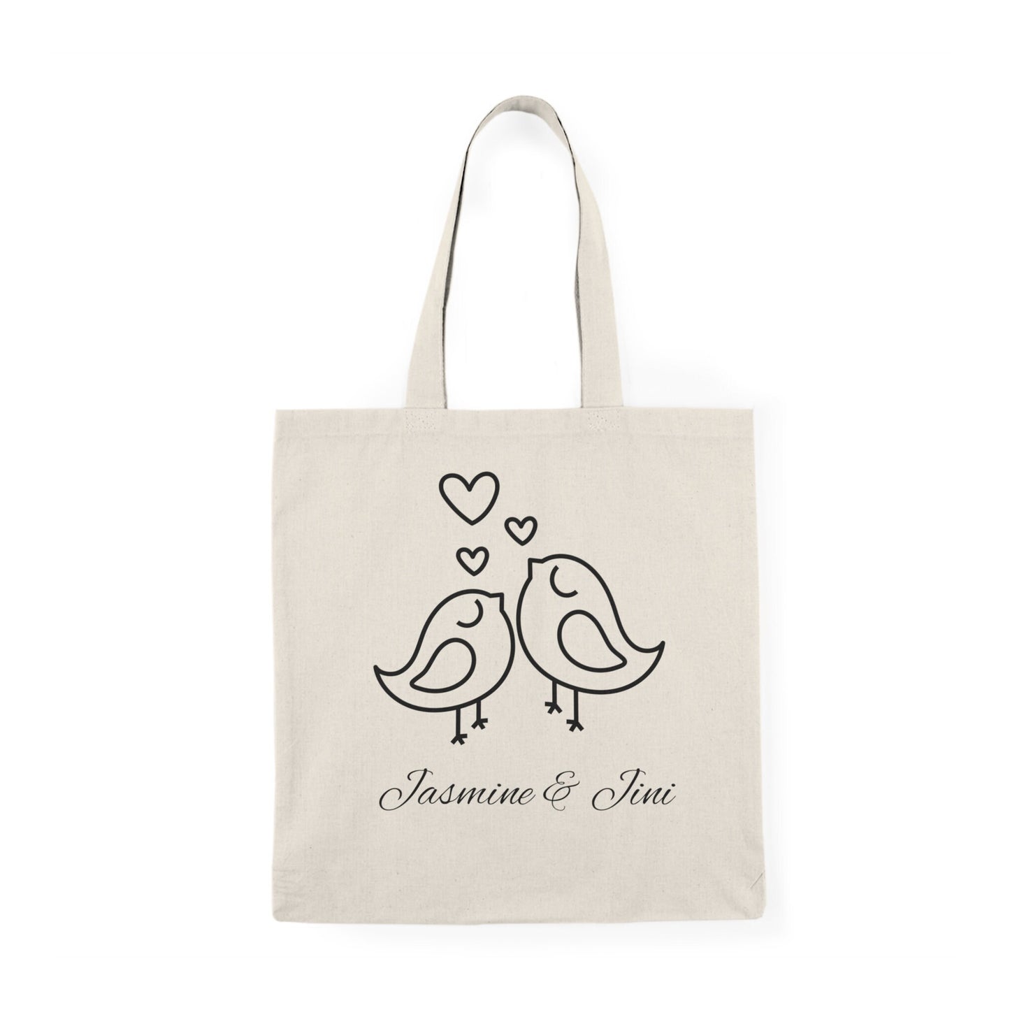 Unique Love Birds Design Tote Bag, Handmade Eco-Friendly Canvas Bag, Stylish Market Tote, Romantic Gift Idea