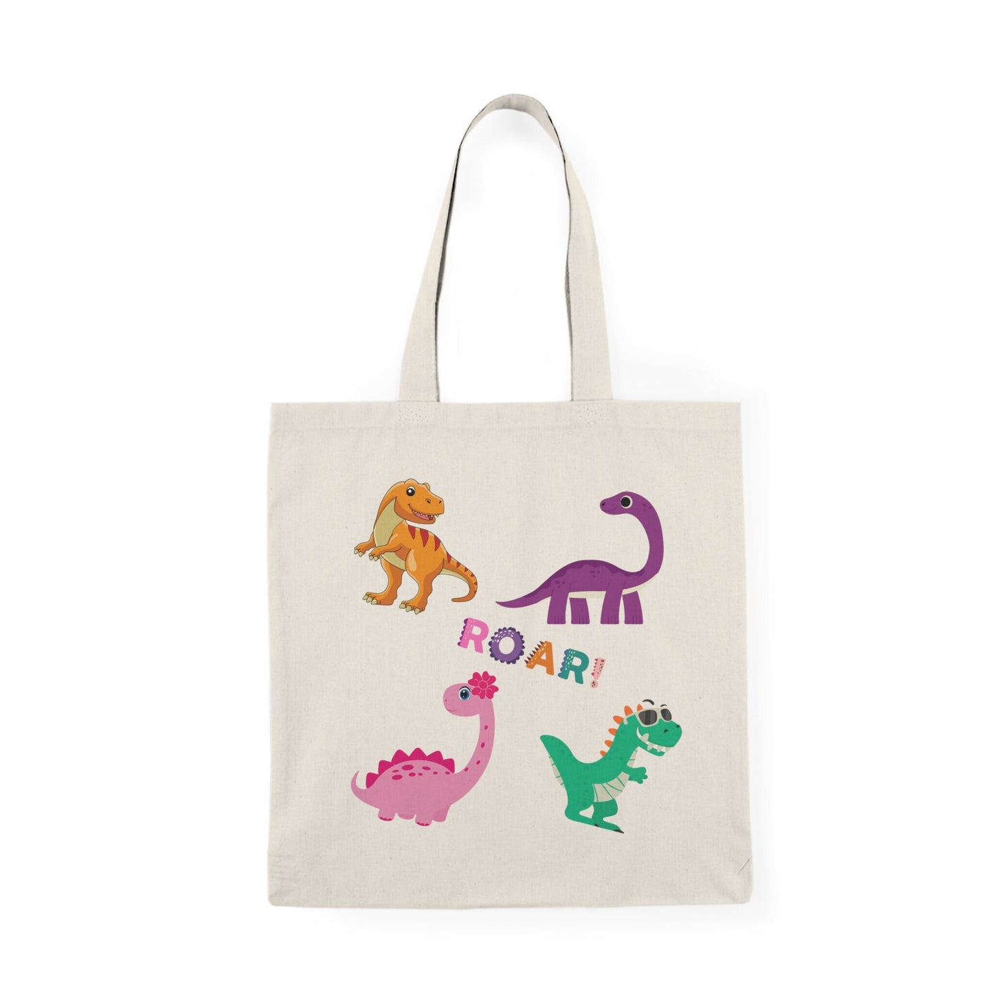 Dinosaur Tote Bag - Colorful Prehistoric Print Carryall - Kids' Gift for School or Library