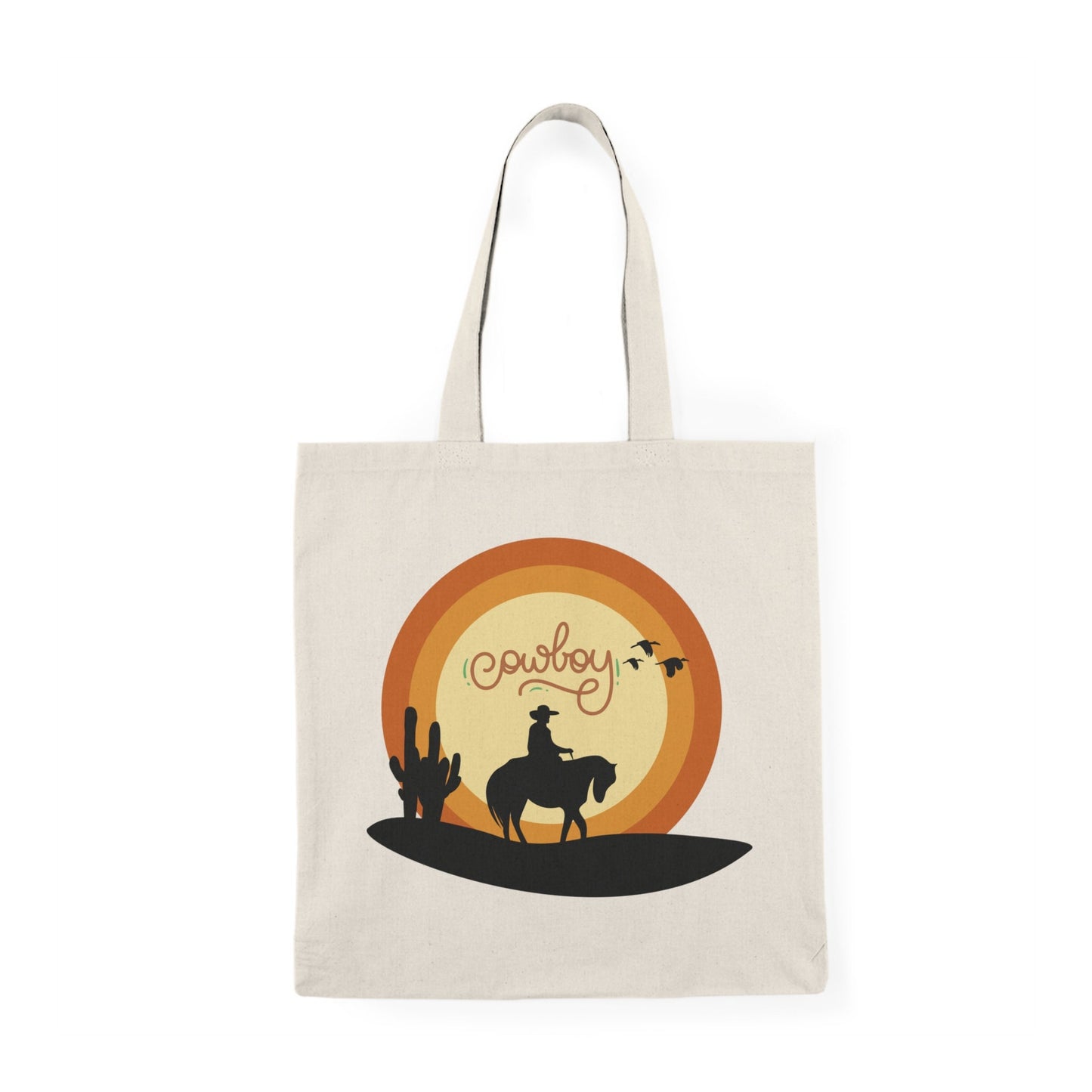 Organic Cowboy Tote Bag - Eco-Friendly Canvas Grocery Bag with Western Motif - Perfect for Shopping or Farmers Markets